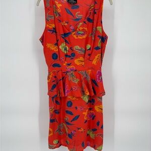 Vintage Angie Floral Peplum Mini Dress sz L
